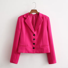 Women Clothing French Rose Loose Casual Long Sleeves Short Blazer